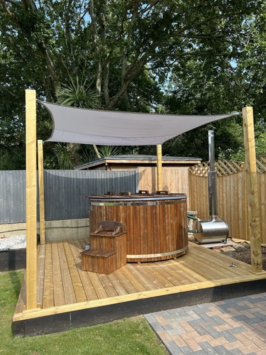 Wood fired fibreglass hot tub - fired,