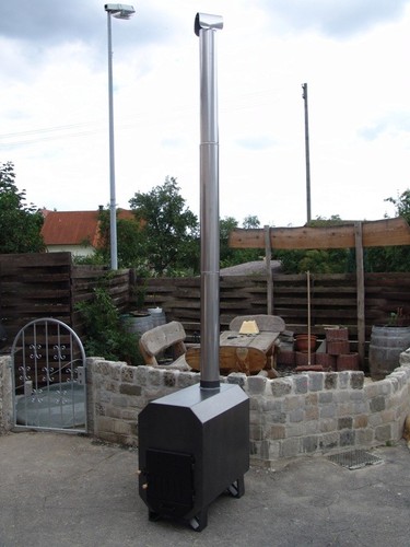 Wood burning pool heater - burning,