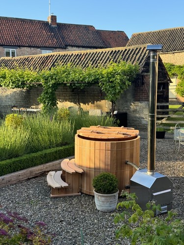 Scandi style wood hot tub - wood,