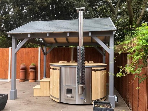 Wood fired hot tub garden - tub,